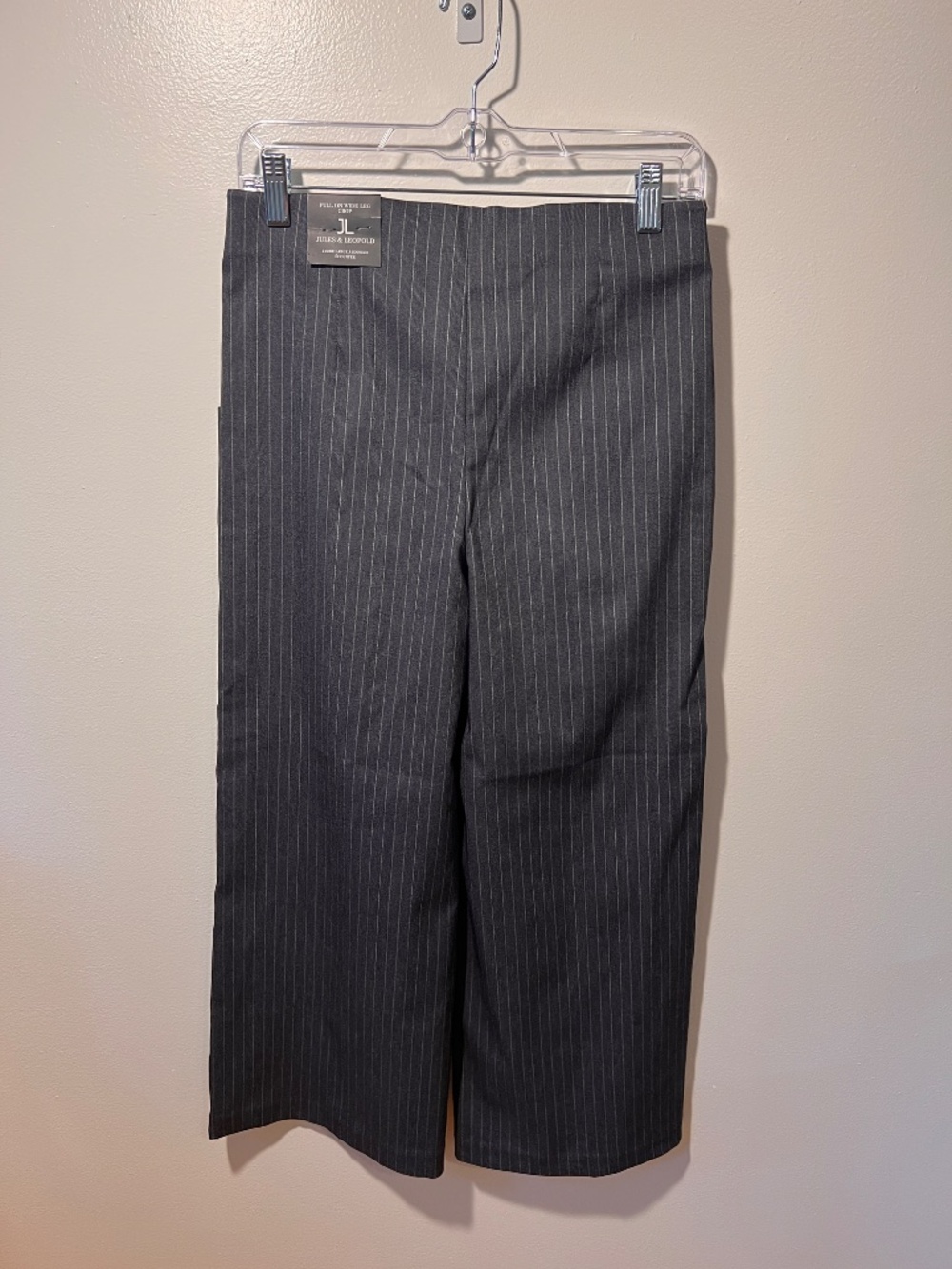 Jules & Leopold Grey Pinstripe Pull on Wide Leg Crop Pants | Size S | NWT